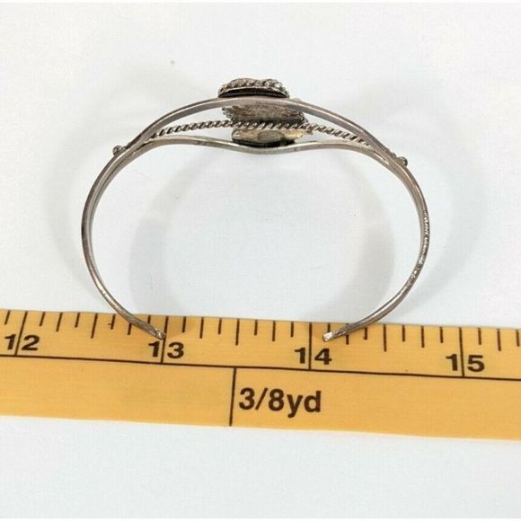 Southwestern Turquoise dual Stone Cuff Bracelet - Sterling Silver vintage - Picture 8 of 11